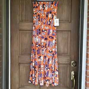 Lularoe Maxi NWT XXS Orange Purple Feather Print
